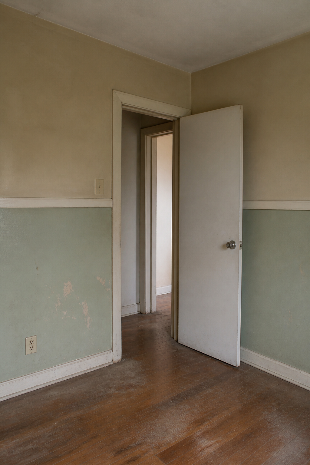 A tired and dated room before repainting